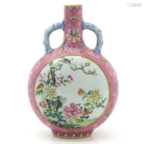 A Chinese Famille Rose Moon Vase