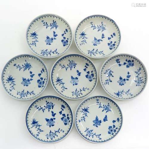 Seven Chinese Blue and White Plates