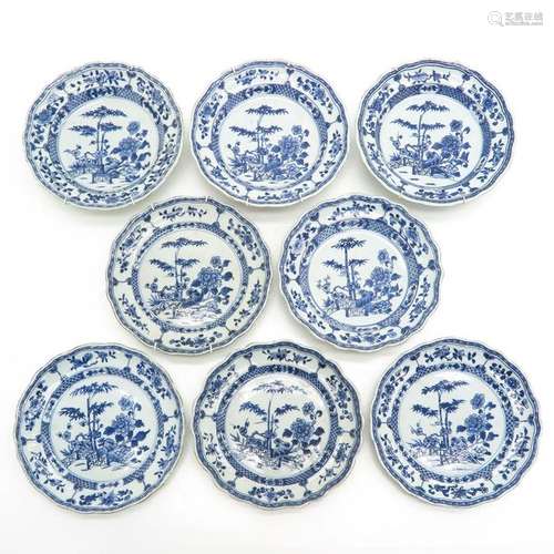 Eight Chinese Blue and White Plates