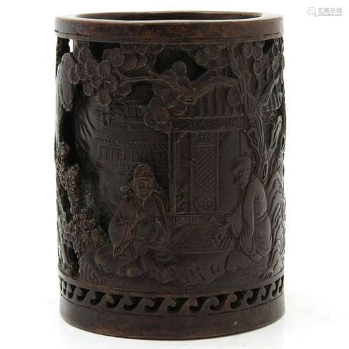 A Chinese Bronze Brush Pot