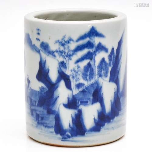 A Chinese Blue and White Brush Pot