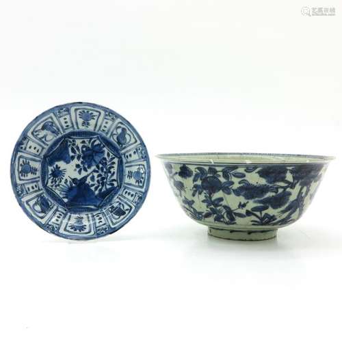 A Chinese Wanli Plate and Stoneware Bowl