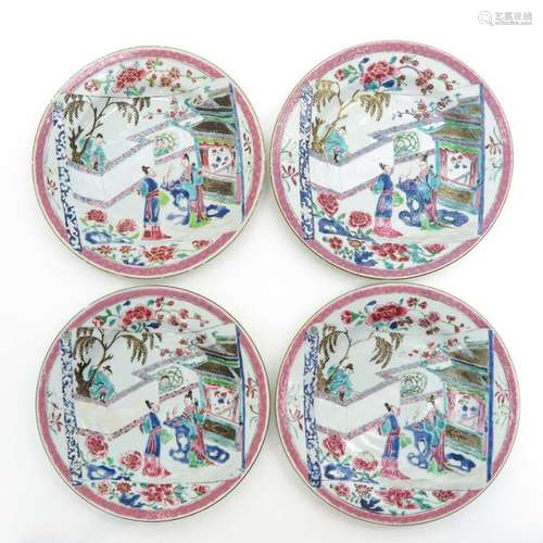 Four Famille Rose Plates