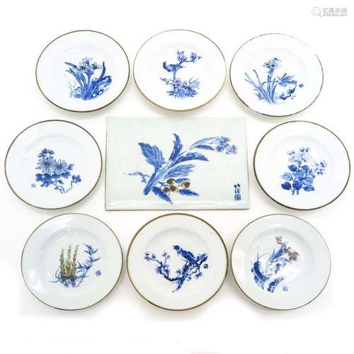 A Chinese Tile and Plates