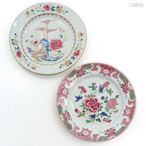 Two Chinese Famille Rose Plates