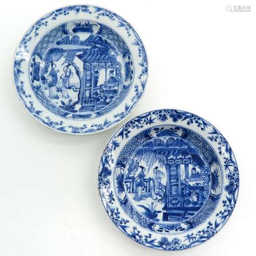 Two Chinese Blue and White Plates