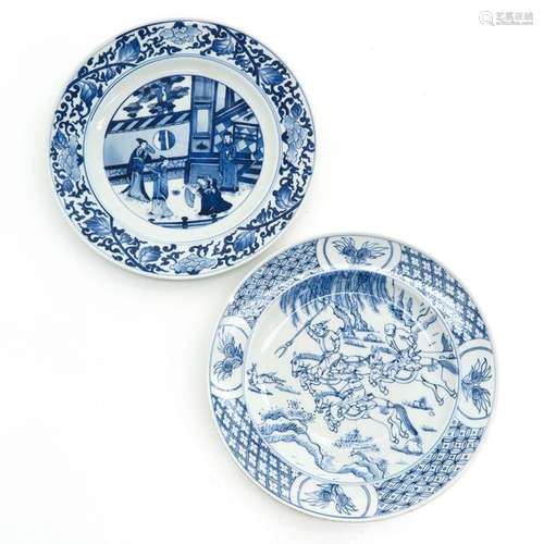 Two Chinese Blue and White Plates