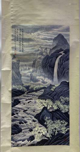 A CHINESE HAND-DRAWN PAINTING OF SCROLL 陶冷月 寒月听泉