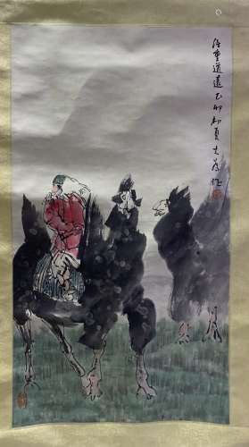 A CHINESE HAND-DRAWN PAINTING OF SCROLL 刘大为 任重道远