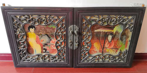 A CHINESE OLD WOODEN FRAME ANTIQUES 民国 老海绵橱门木框