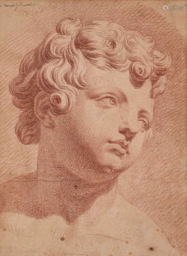 Pourdin (?), an academic study after an antique plaster sculpture, brown chalk on paper, 18thC, 29 x 40 cm