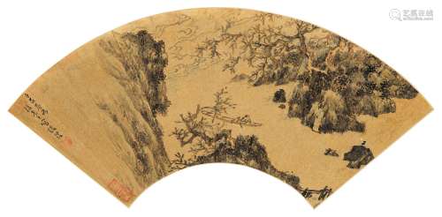 张復（1403～1490） 1472年作 秋江泛舟 立轴 水墨绢本