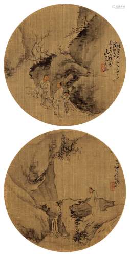 苏六朋（1791～1862） 高士观泉 镜心 设色绢本