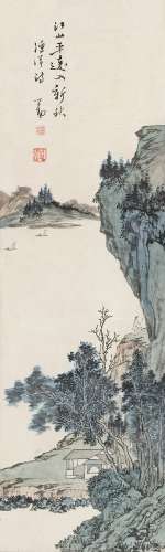 溥儒（1896～1963） 江山平远入新秋 镜框 设色纸本