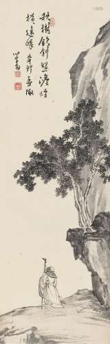 溥儒（1896～1963） 1951年作 秋山行旅 镜框 水墨纸本