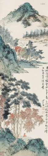 溥儒（1896～1963） 丹枫绝壁 立轴 设色纸本