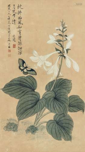 于非闇（1889～1959） 簪花蝴蝶 立轴 设色纸本
