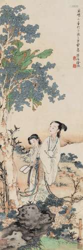 徐操（1898～1961） 芭蕉仕女 立轴 设色纸本