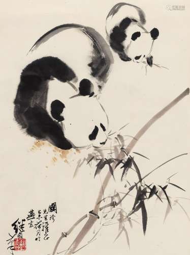 刘继卣（1918～1983） 1979年作 母子图 立轴 水墨纸本
