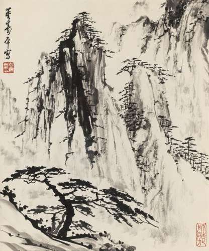 董寿平（1904～1997） 苍松高岭 镜框 水墨纸本