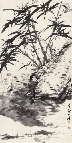 李苦禅（1899～1983） 1951年作 墨竹 立轴 水墨纸本