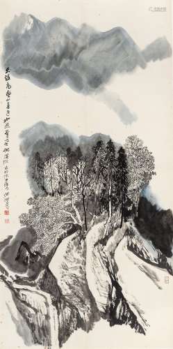 何海霞（1908～1998） 天设图画山远近 镜心 设色纸本