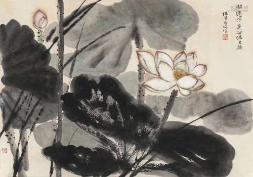 何海霞（1908～1998） 相连得莲 镜心 设色纸本