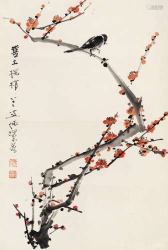何海霞（1908～1998） 喜上梅梢 立轴 设色纸本