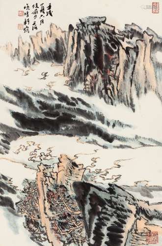 陆俨少（1909～1993） 1982年作 云山图 立轴 设色纸本