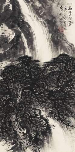 黎雄才（1910～2001） 1982年作 松崖飞瀑 镜心 水墨纸本