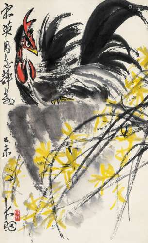 陈大羽（1912～2001） 1979年作 雄鸡图 立轴 设色纸本