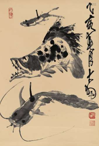 陈大羽（1912～2001） 1995年作 年年有余 立轴 水墨纸本