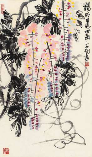陈大羽（1912～2001） 紫藤 立轴 设色纸本