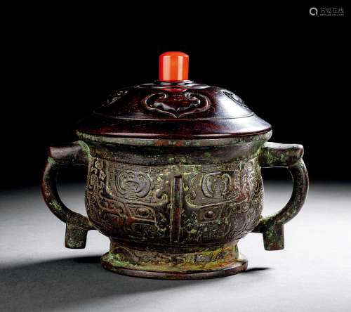 清早期 铜兽面纹炉