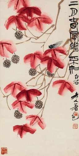 齐白石（1864～1957） 二月春风花不如 镜框 设色纸本