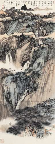 张大千（1899～1983） 1935年作 黄山观瀑图 立轴 设色纸本