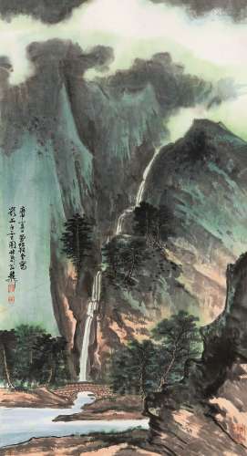 谢稚柳（1910～1997） 1980年作 岭上白云图 立轴 设色纸本