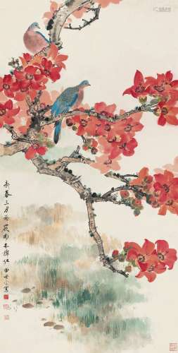 田世光（1916～1999） 岭南木棉红 镜心 设色纸本