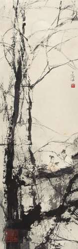 杨善深（1913～2004） 夜月泛舟 立轴 设色纸本