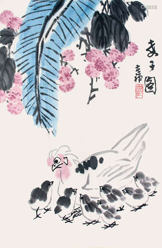 李苦禪  教子圖