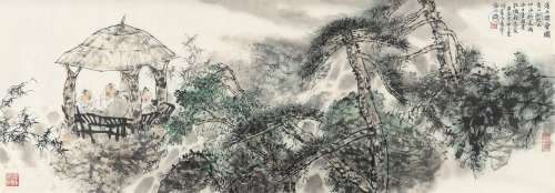 王明明（b.1952） 2004年作 溪山与会图 镜框 设色纸本