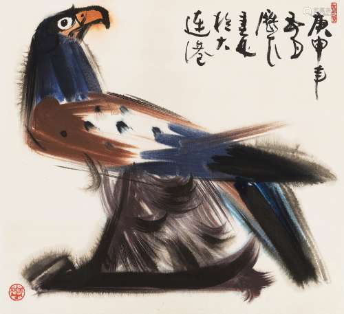 韩美林（b.1936） 1980年作 鹰 镜心 设色纸本