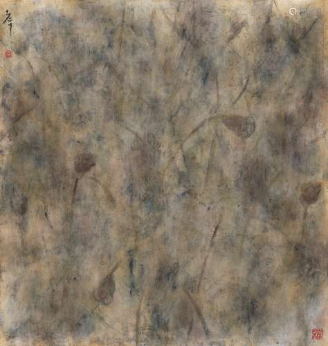 李老十（1957～1996） 雾隐霜蓬 镜心 设色纸本