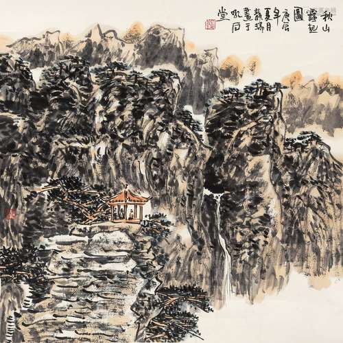 龙瑞（b.1946） 2000年作 秋山霭起图 镜片 设色纸本