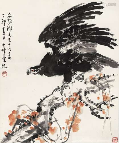 孙其峰（b.1920） 1987年作 雄鹰 镜心 设色纸本