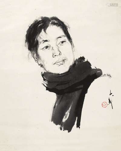 王子武（b.1936） 女子像 水墨纸本