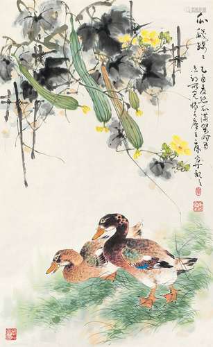 康宁（b.1937） 2005年作 瓜瓞绵绵 镜心 设色纸本