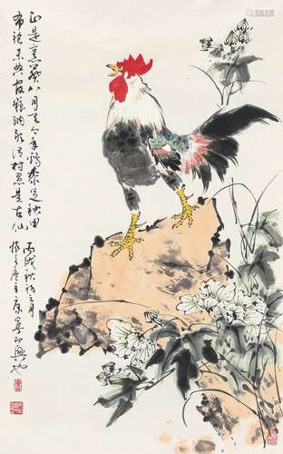 康宁（b.1937） 鸡黍足秋田 镜心 设色纸本