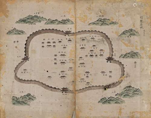 清末手绘「台湾竹堑石城」