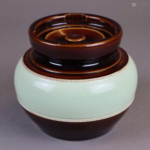 Keramik-Tabaktopf - sandfarbener Scherben, Glasur …